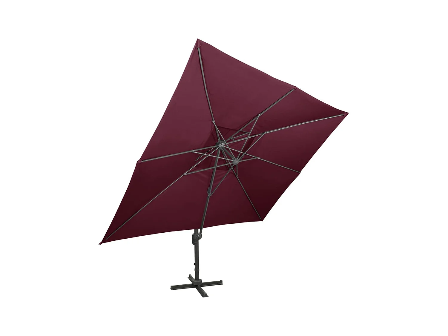 Parasol déporté à double toit Rouge bordeaux 400x300
