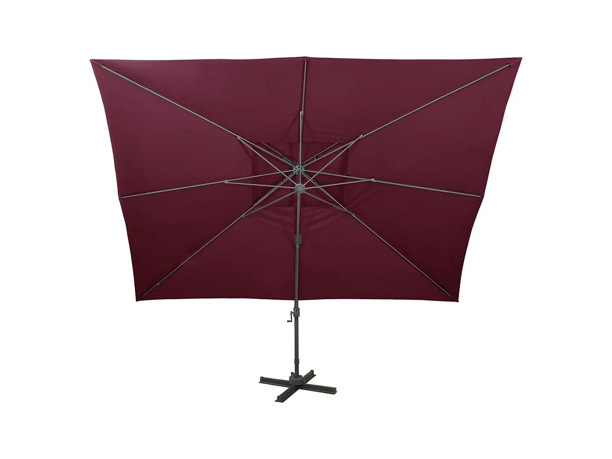 Parasol déporté à double toit Rouge bordeaux 400x300