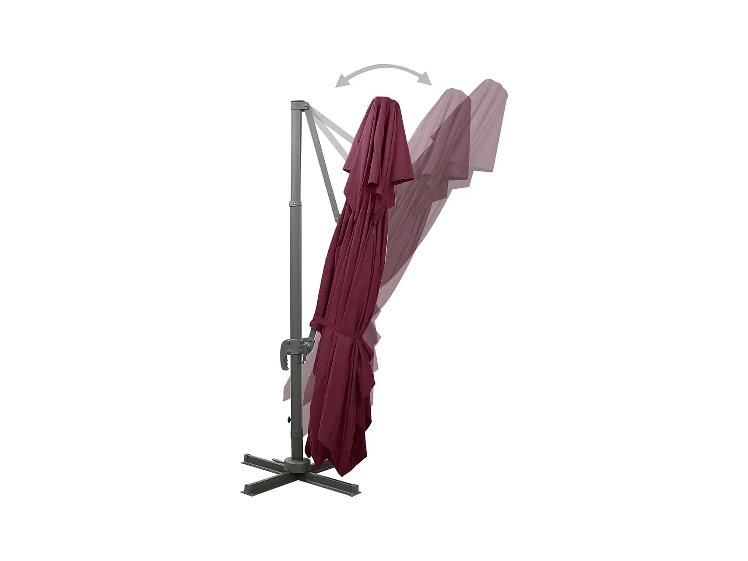 Parasol déporté à double toit Rouge bordeaux 400x300