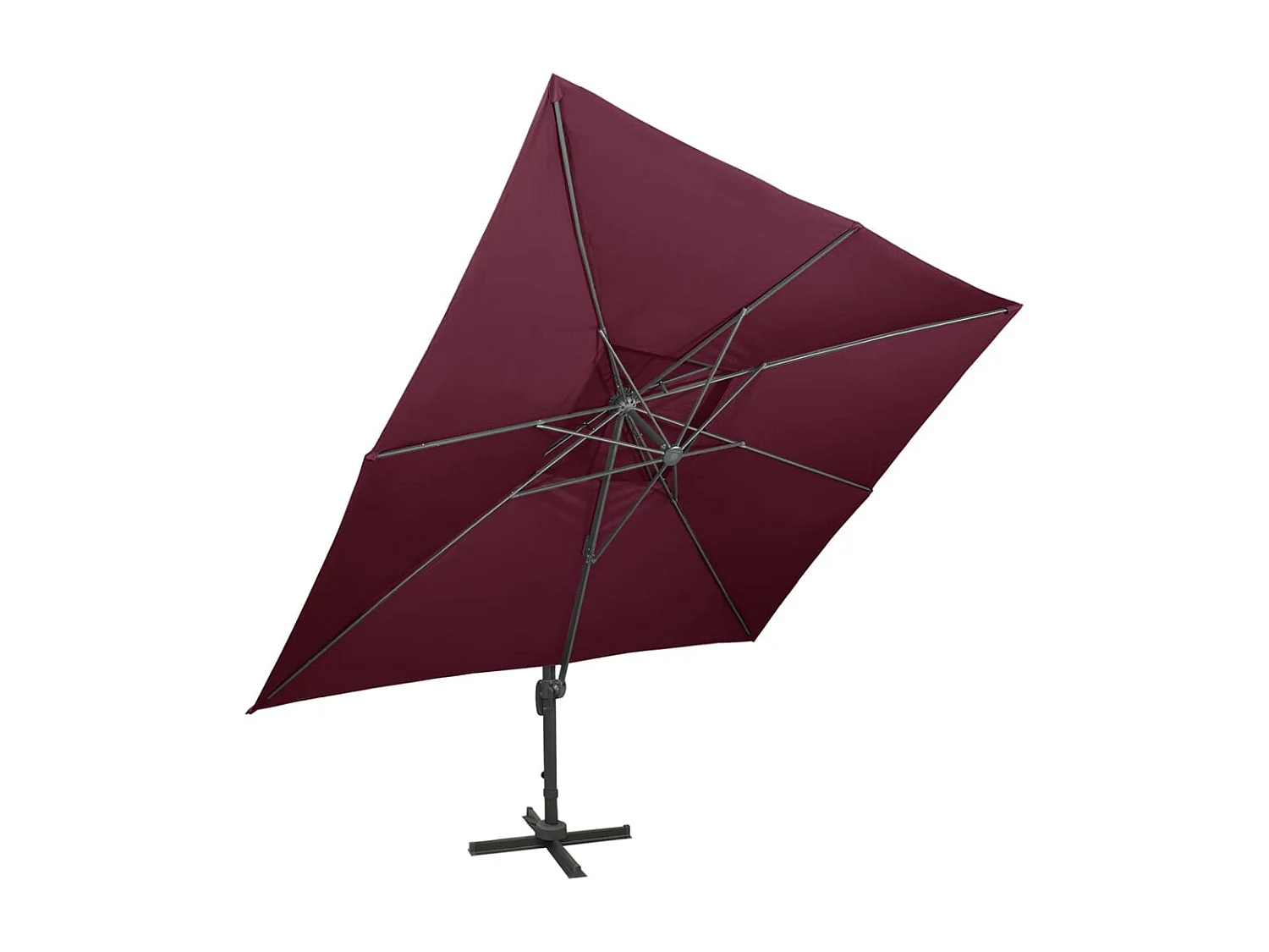 Parasol déporté à double toit Rouge bordeaux 400x300