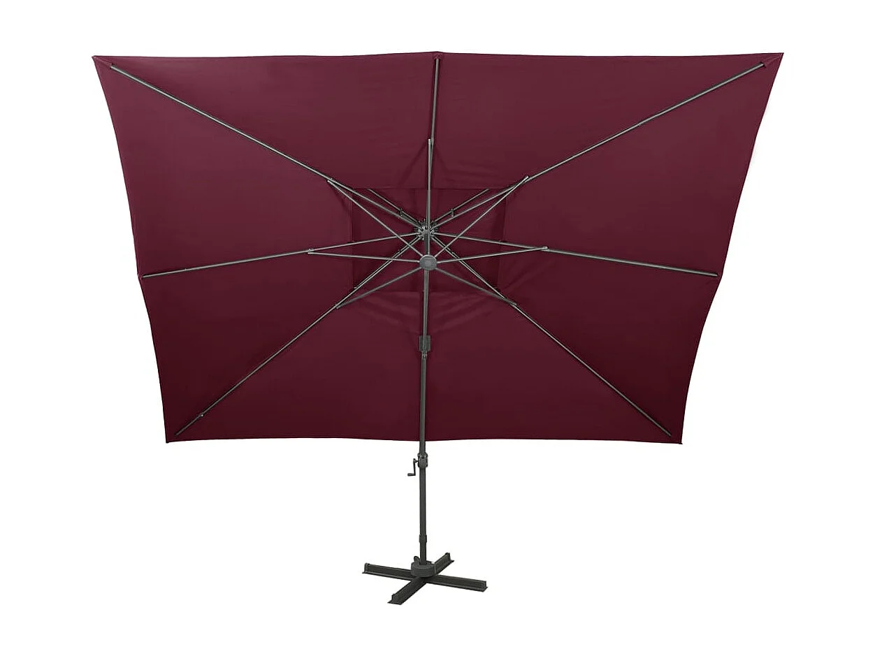 Parasol déporté à double toit Rouge bordeaux 400x300