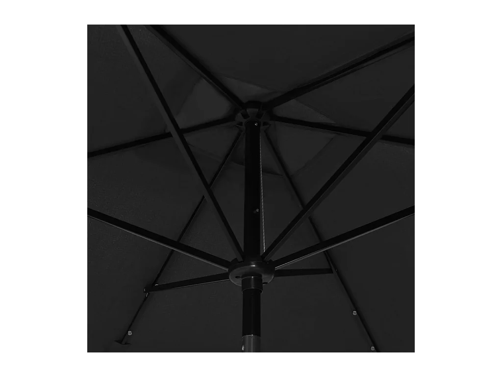 Parasol avec LED et mât en acier Noir 2x3 m