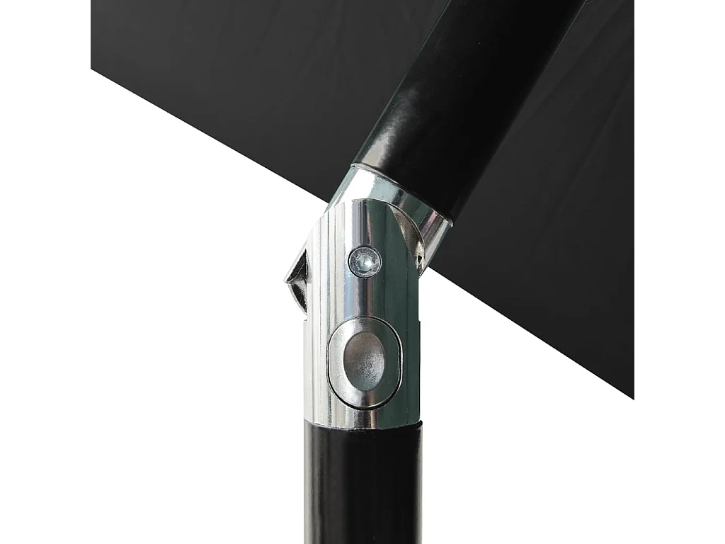 Parasol avec LED et mât en acier Noir 2x3 m