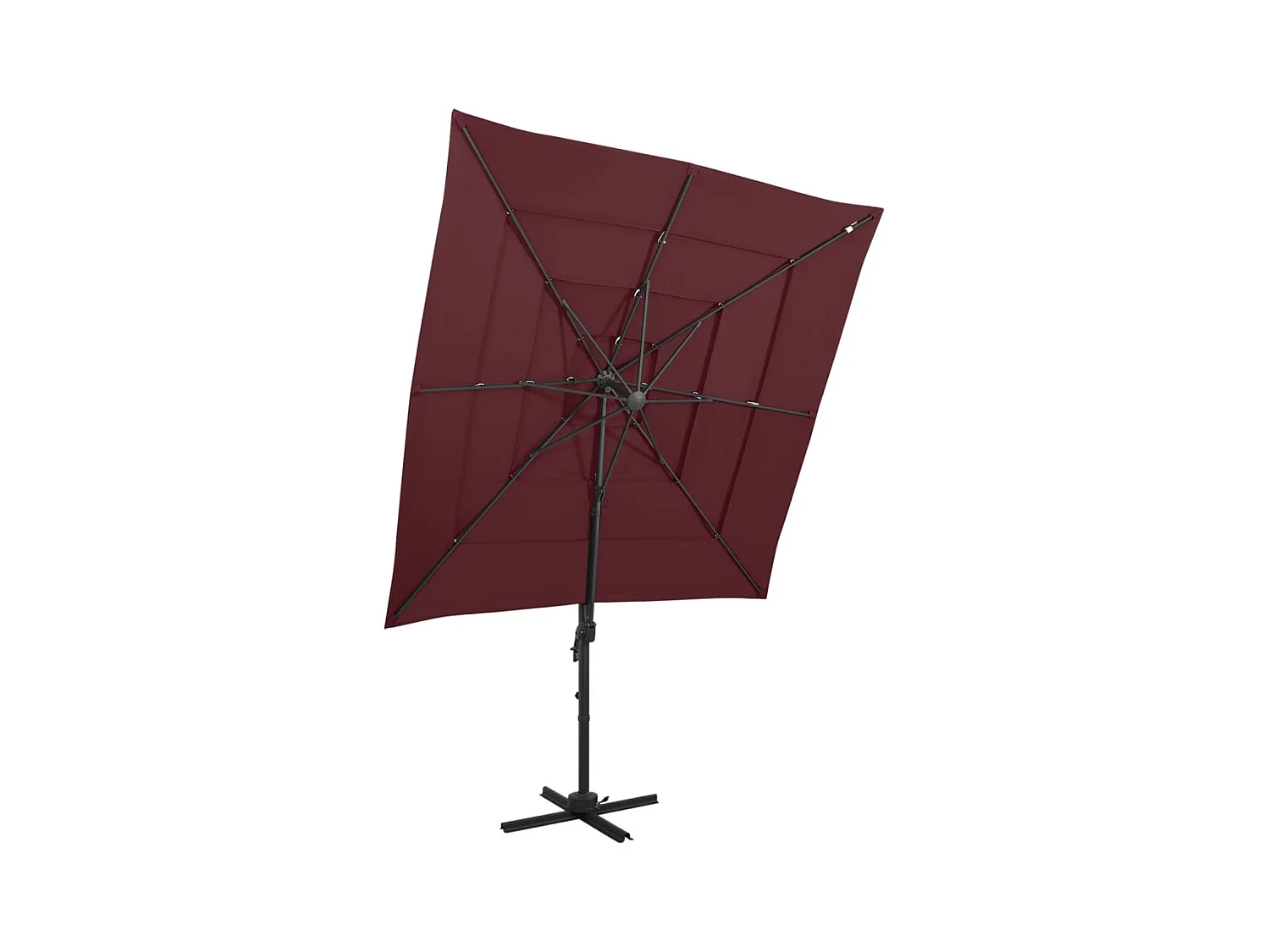 Parasol à 4 niveaux avec mât en aluminium Bordeaux 250x250