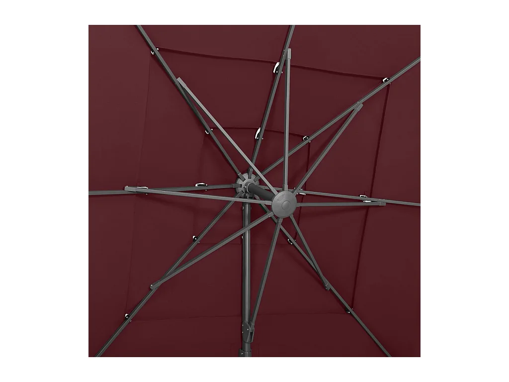 Parasol à 4 niveaux avec mât en aluminium Bordeaux 250x250