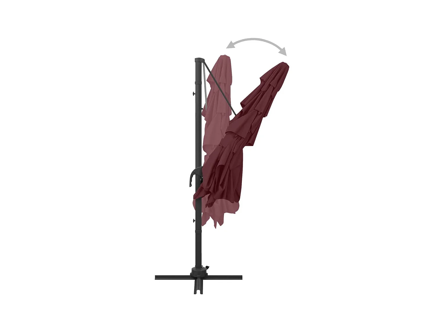 Parasol à 4 niveaux avec mât en aluminium Bordeaux 250x250