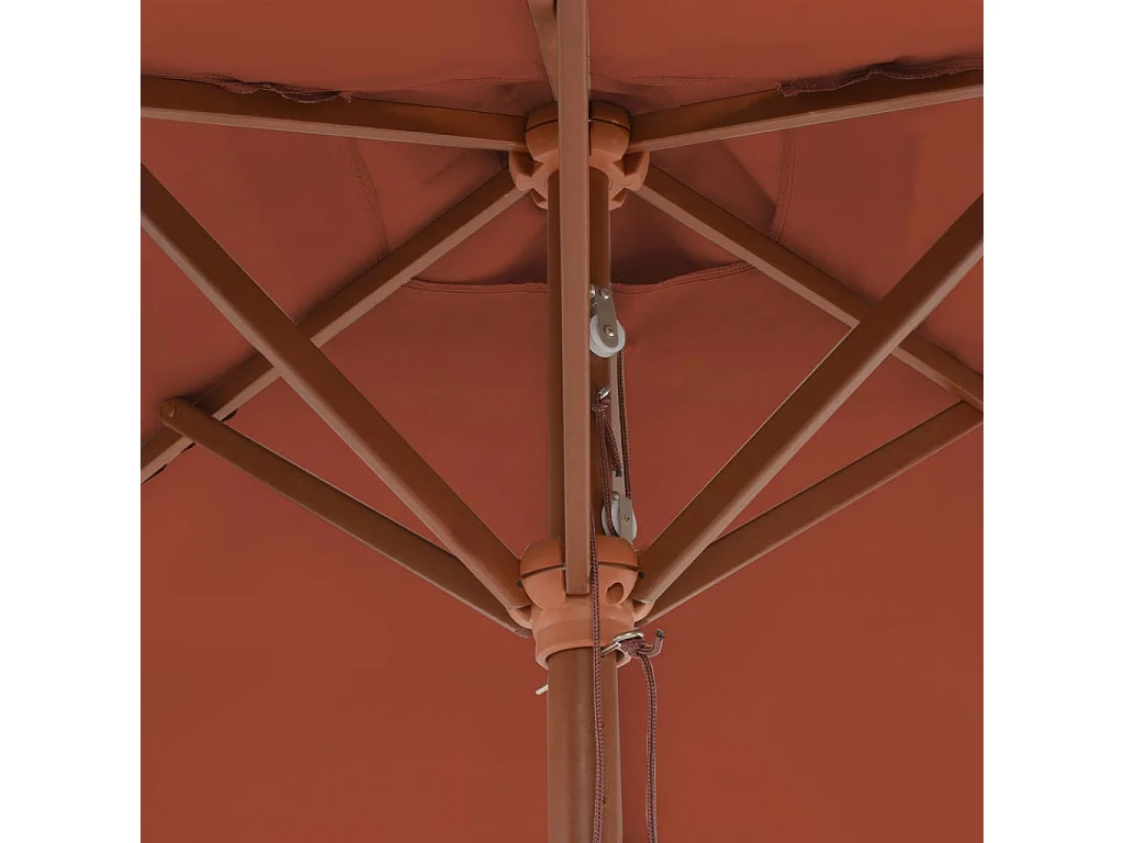 Parasol d'extérieur avec mât en bois 150x200 Terre cuite