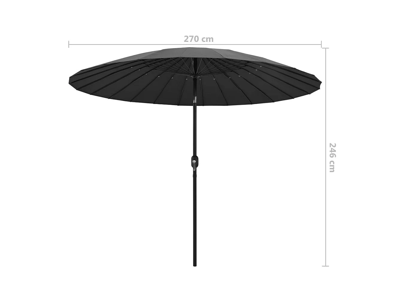 Parasol d'extérieur avec mât en aluminium 270cm Anthracite