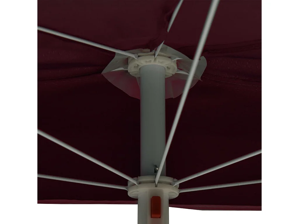 Demi-parasol de jardin avec mât 180x90 Rouge bordeaux