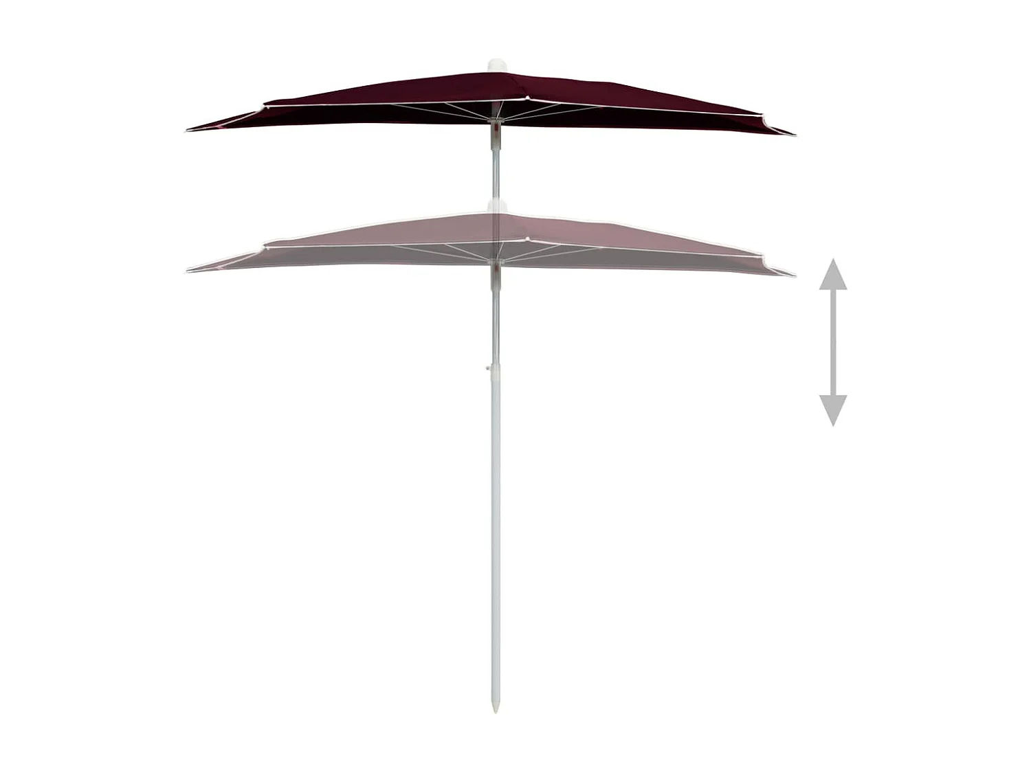 Demi-parasol de jardin avec mât 180x90 Rouge bordeaux
