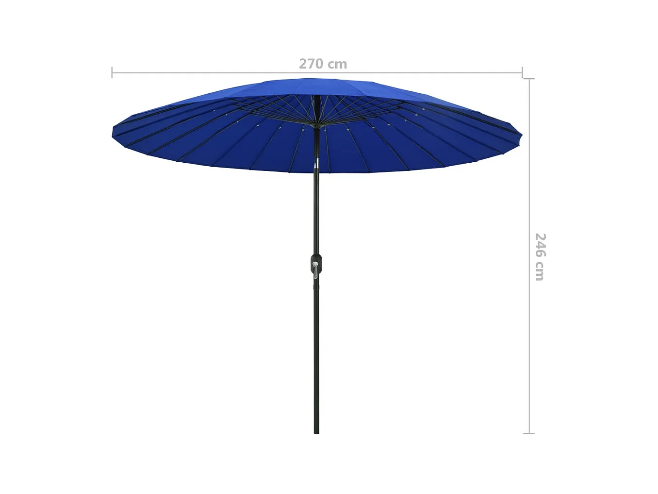 Parasol d'extérieur avec mât en aluminium 270cm Bleu azuré