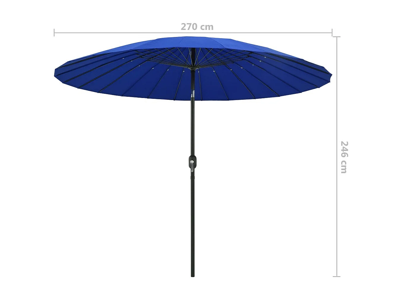 Parasol d'extérieur avec mât en aluminium 270cm Bleu azuré