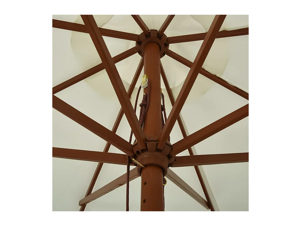 Parasol avec mât en bois 330cm Blanc sable