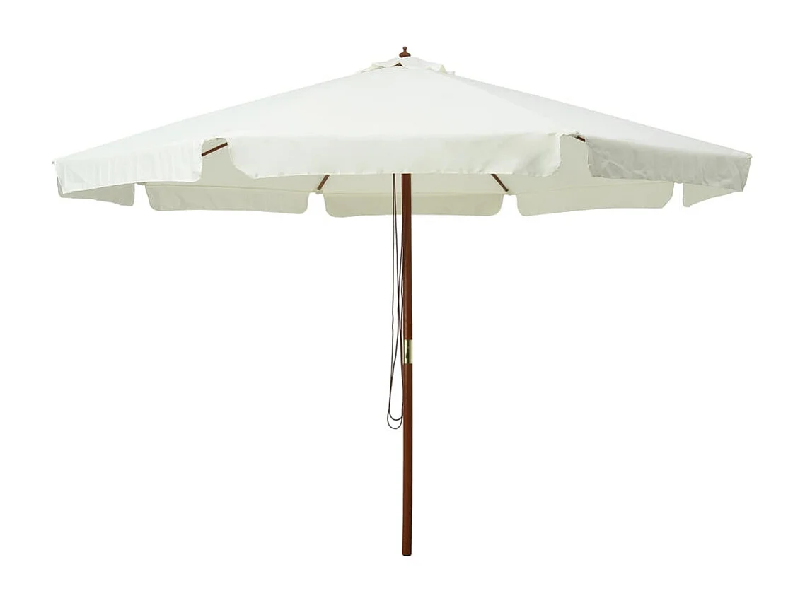 Parasol avec mât en bois 330cm Blanc sable