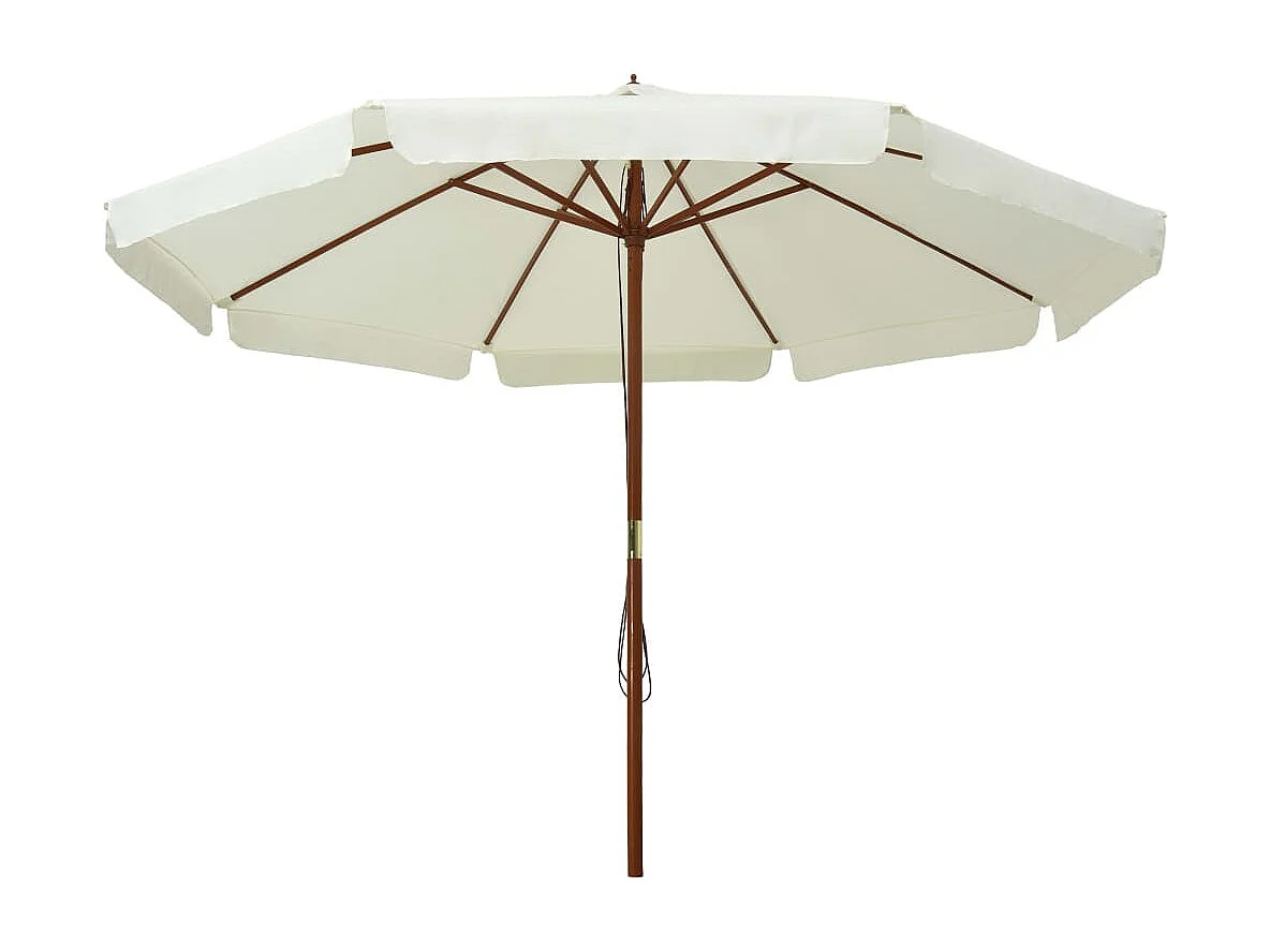 Parasol avec mât en bois 330cm Blanc sable