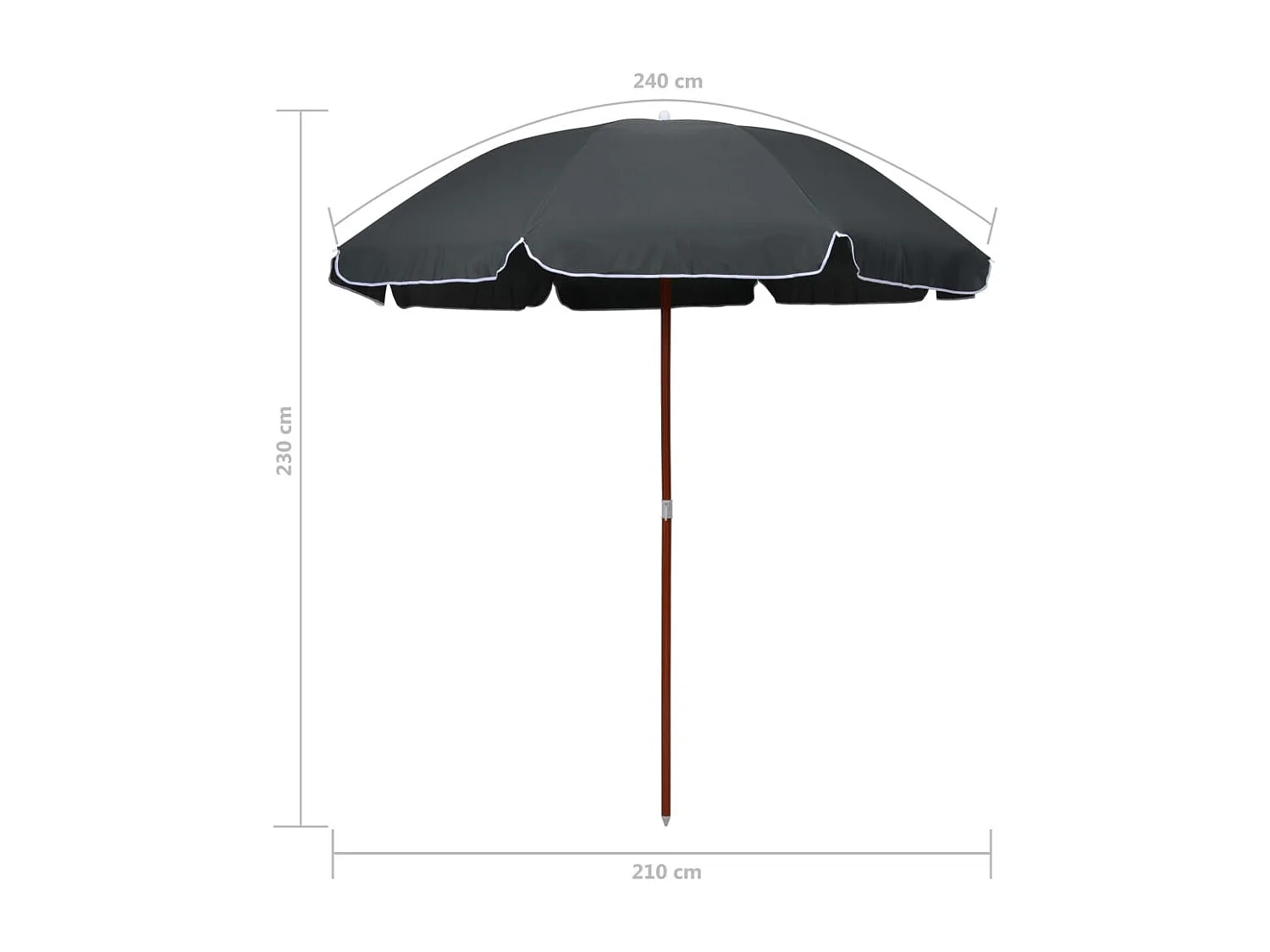 Parasol avec mât en acier 240cm Anthracite