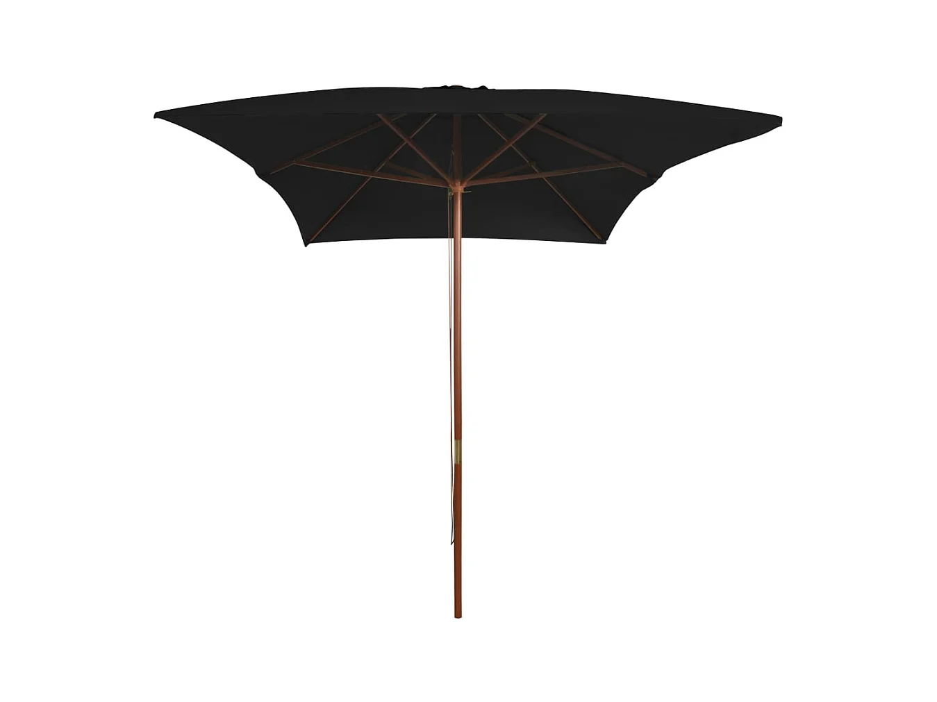 Parasol d'extérieur avec mât en bois Noir 200x300