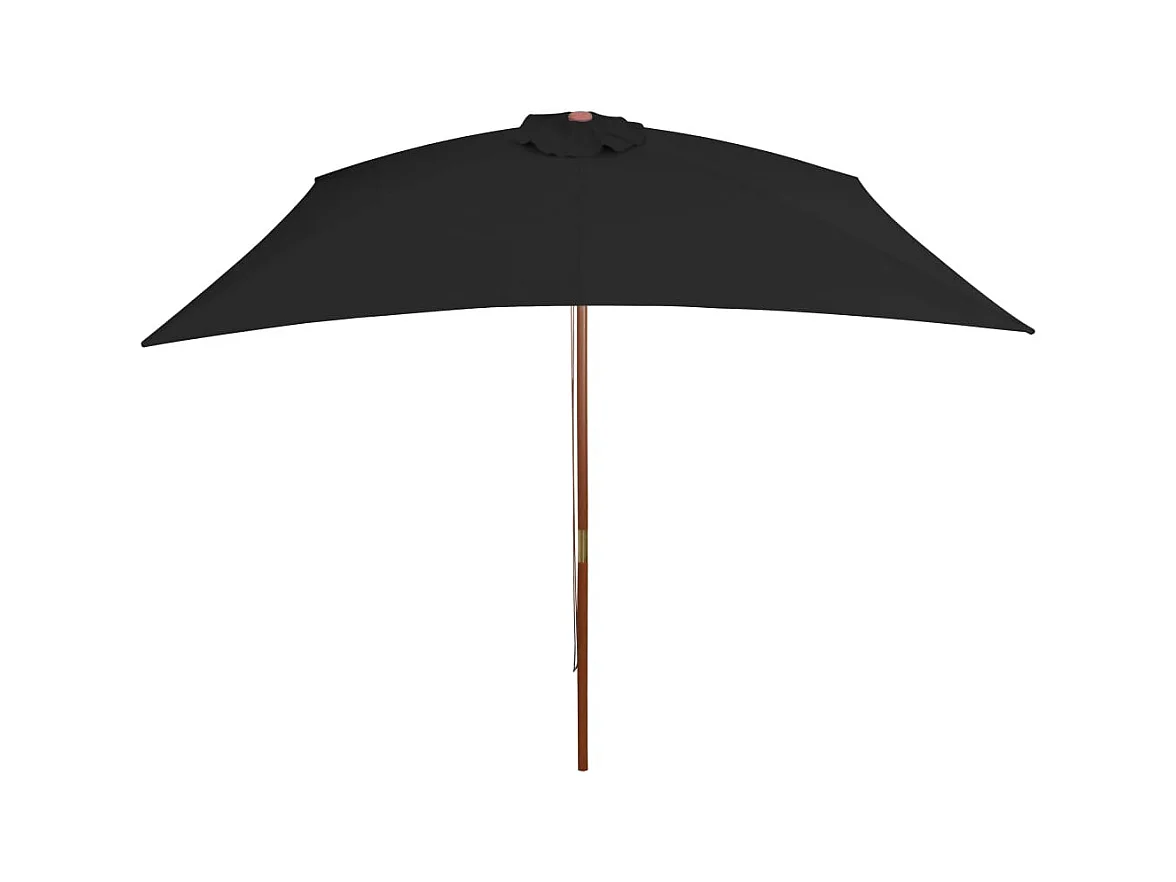 Parasol d'extérieur avec mât en bois Noir 200x300
