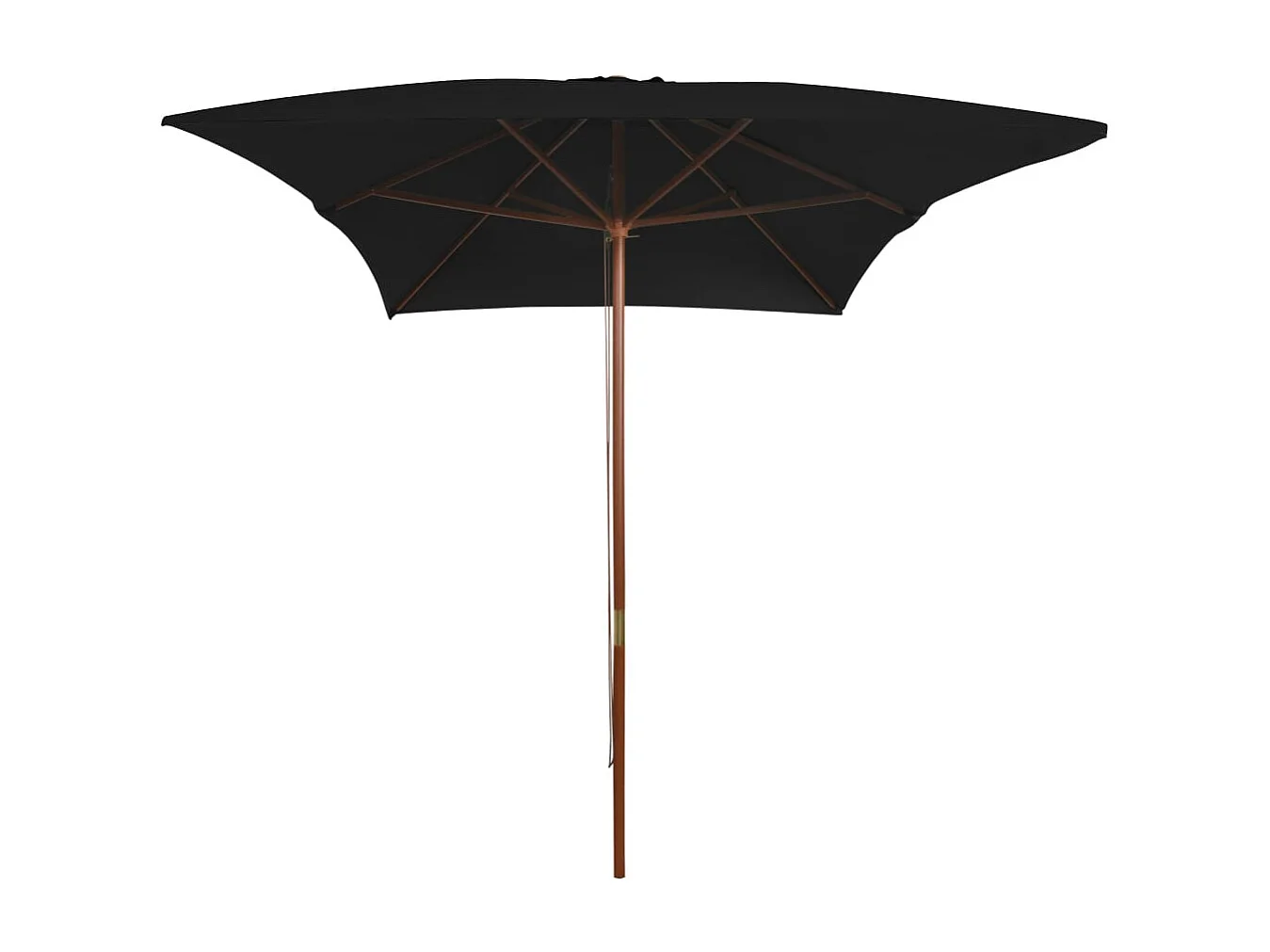 Parasol d'extérieur avec mât en bois Noir 200x300
