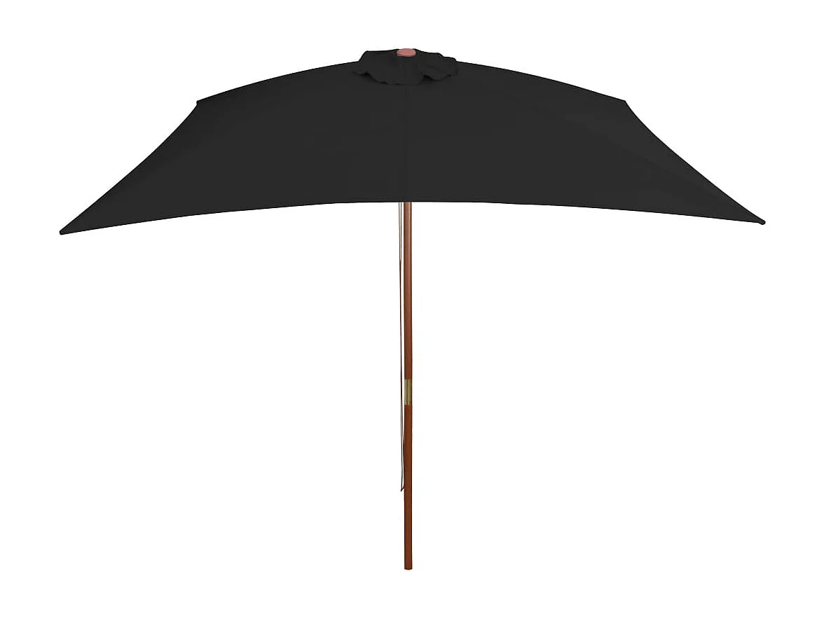 Parasol d'extérieur avec mât en bois Noir 200x300