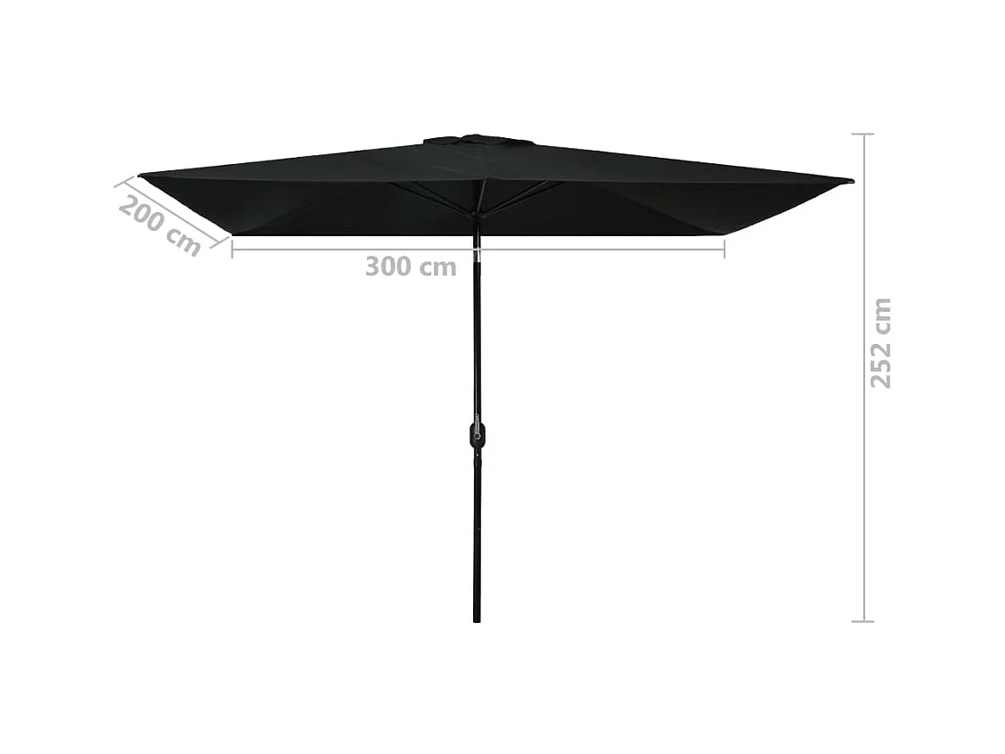 Parasol avec mât en métal 300x200 Noir