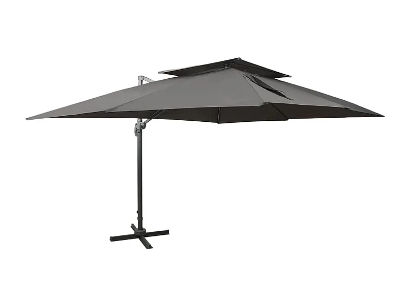 Parasol déporté à double toit Anthracite 400x300