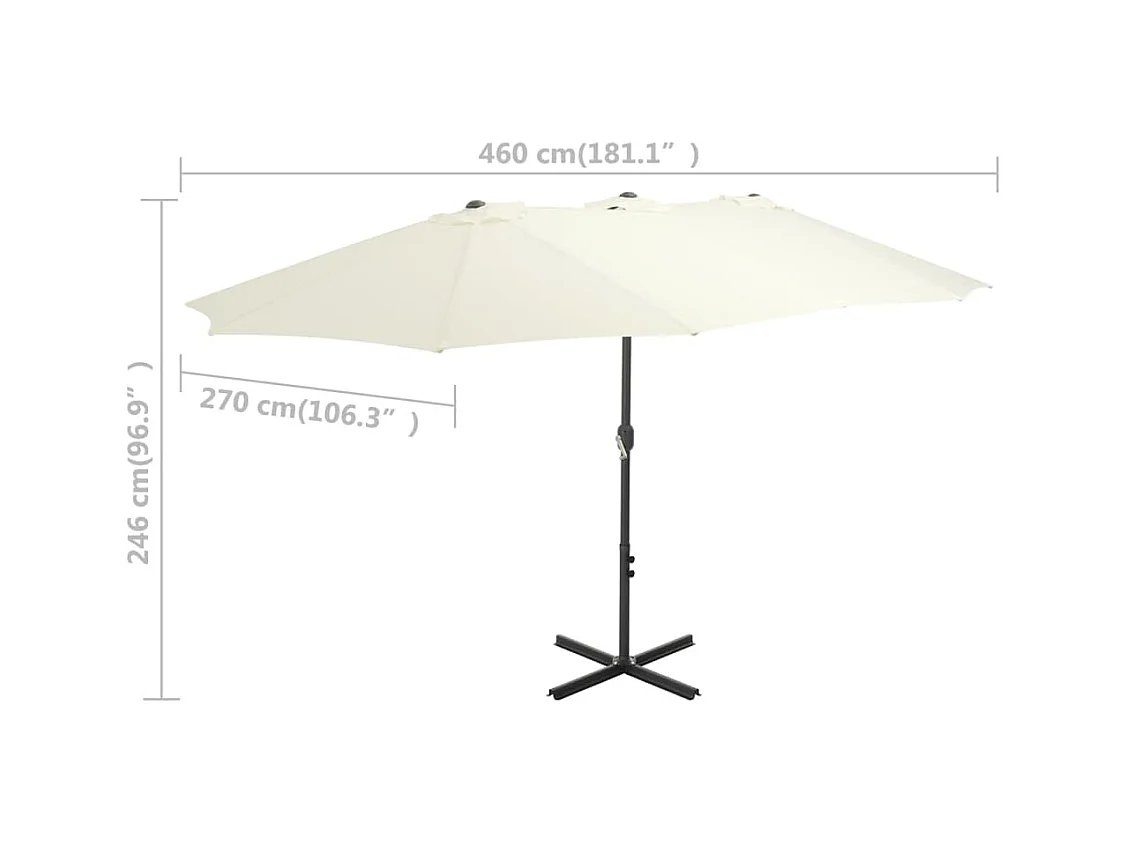 Parasol d'extérieur et poteau en aluminium 460x270 Sabe