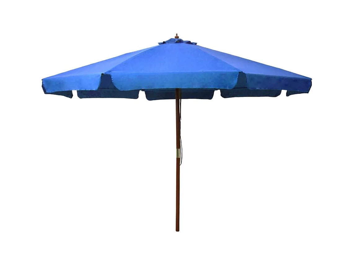 Parasol avec mât en bois 330cm Bleu azuré