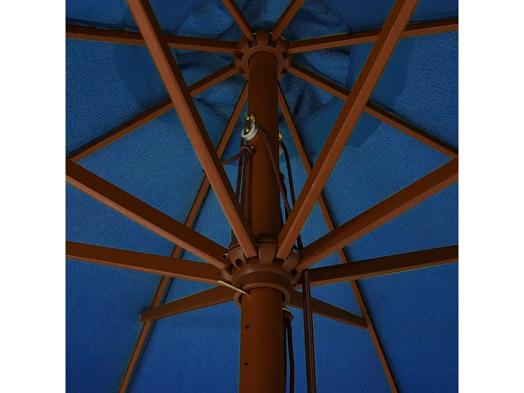 Parasol avec mât en bois 330cm Bleu azuré