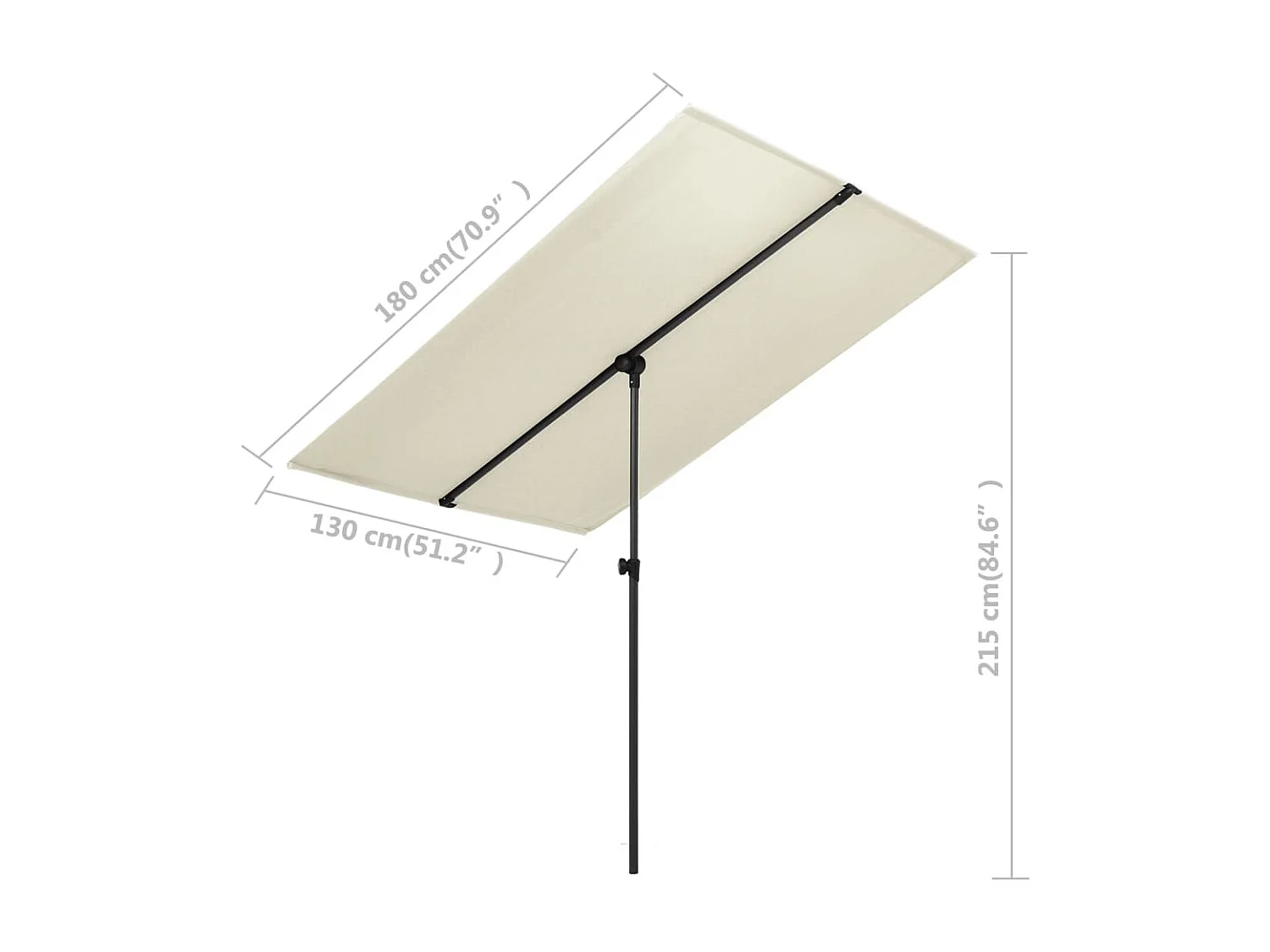 Parasol d'extérieur avec mât en aluminium 180x130 Blanc sable