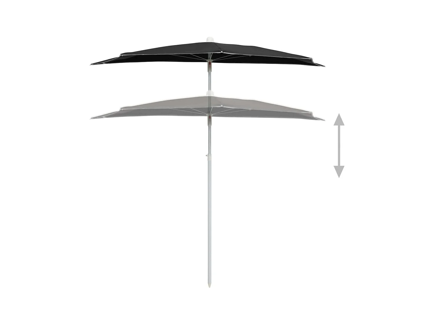 Demi-parasol de jardin avec mât 180x90 Noir