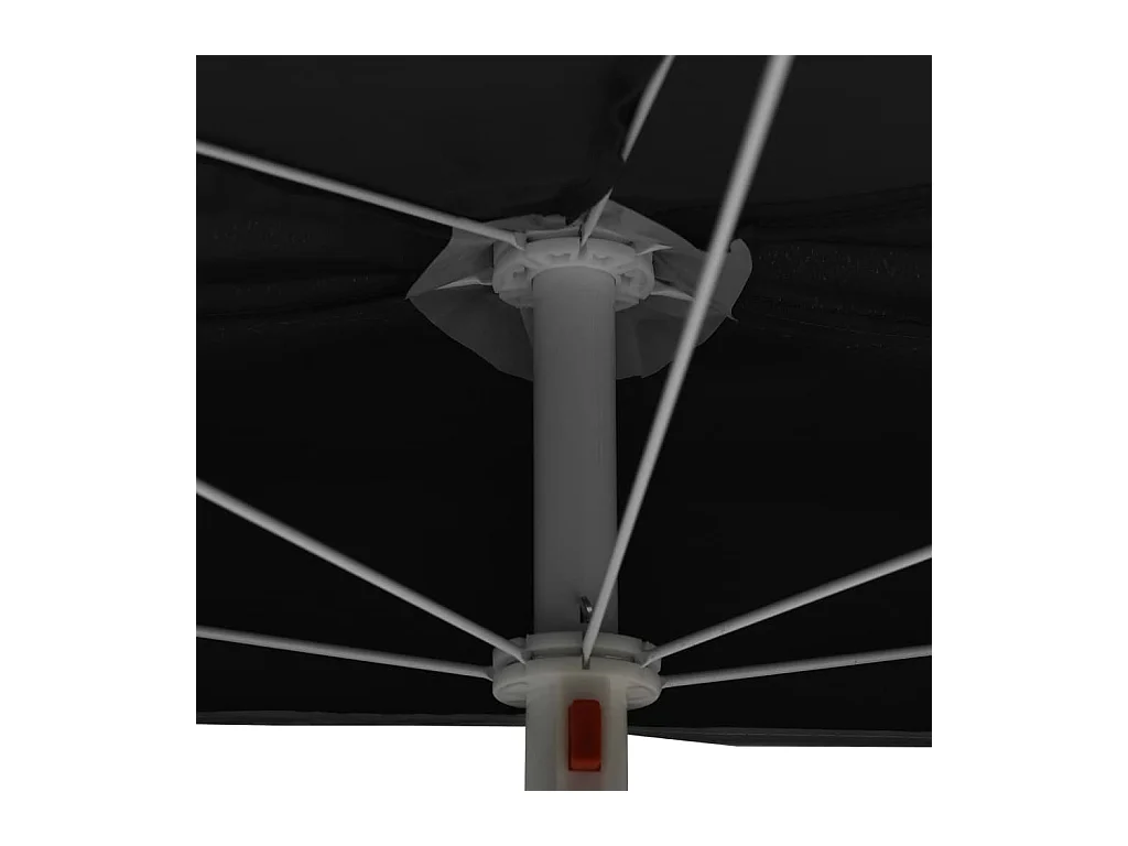 Demi-parasol de jardin avec mât 180x90 Noir