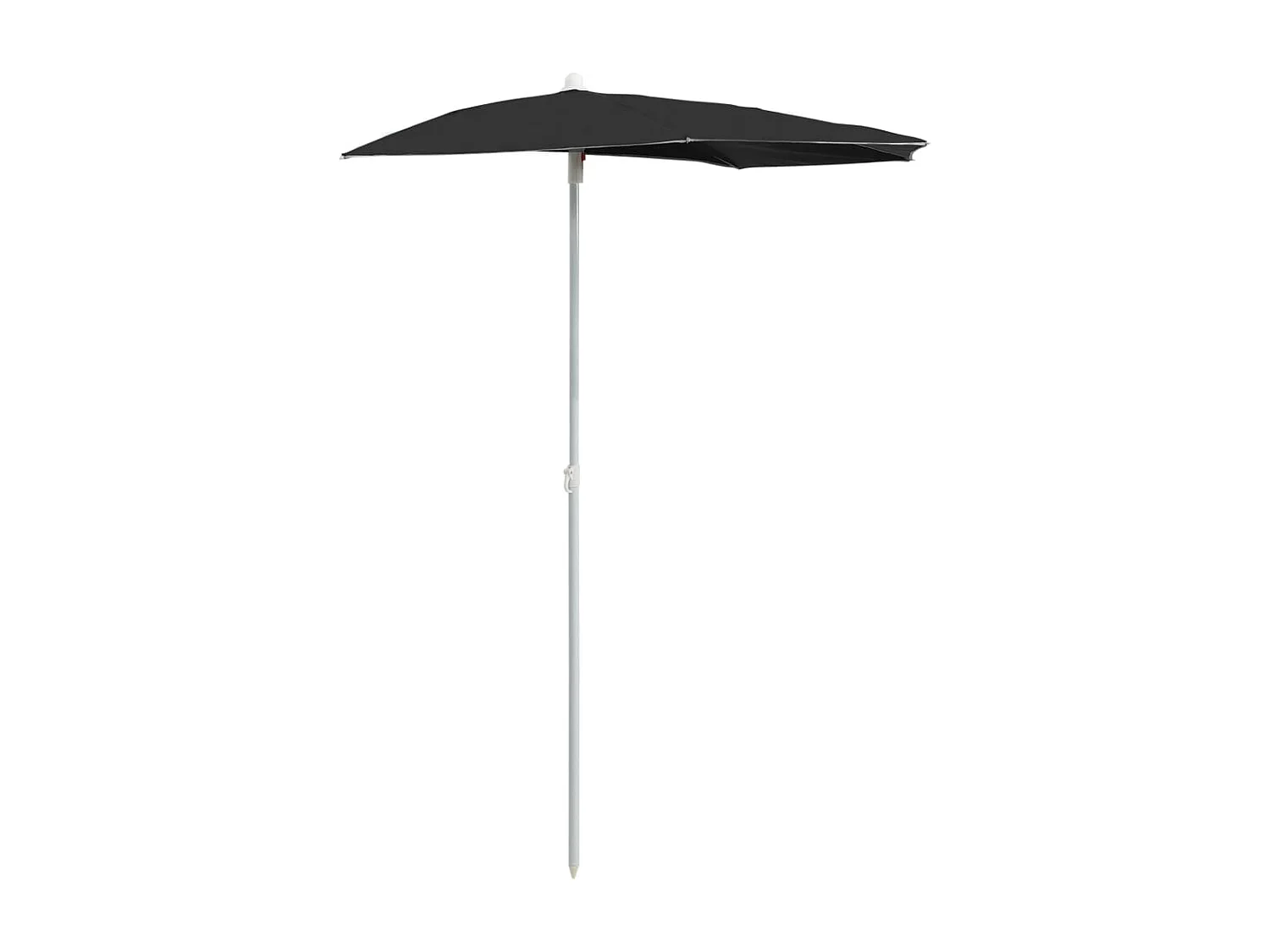 VidaXL Demi-parasol De Jardin 180x90cm Noir - Pare-Soleil Patio Avec Mât Acier Anti-UV Pour Terrasse Et Extérieur