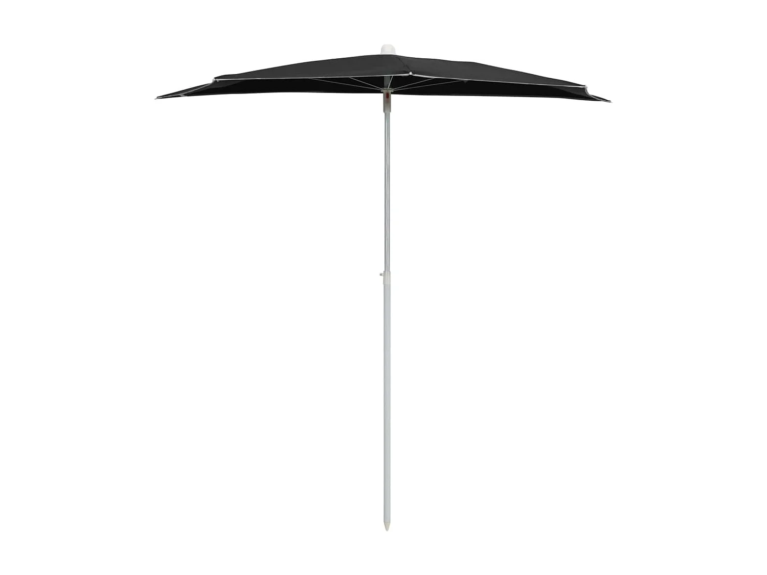 Demi-parasol de jardin avec mât 180x90 Noir