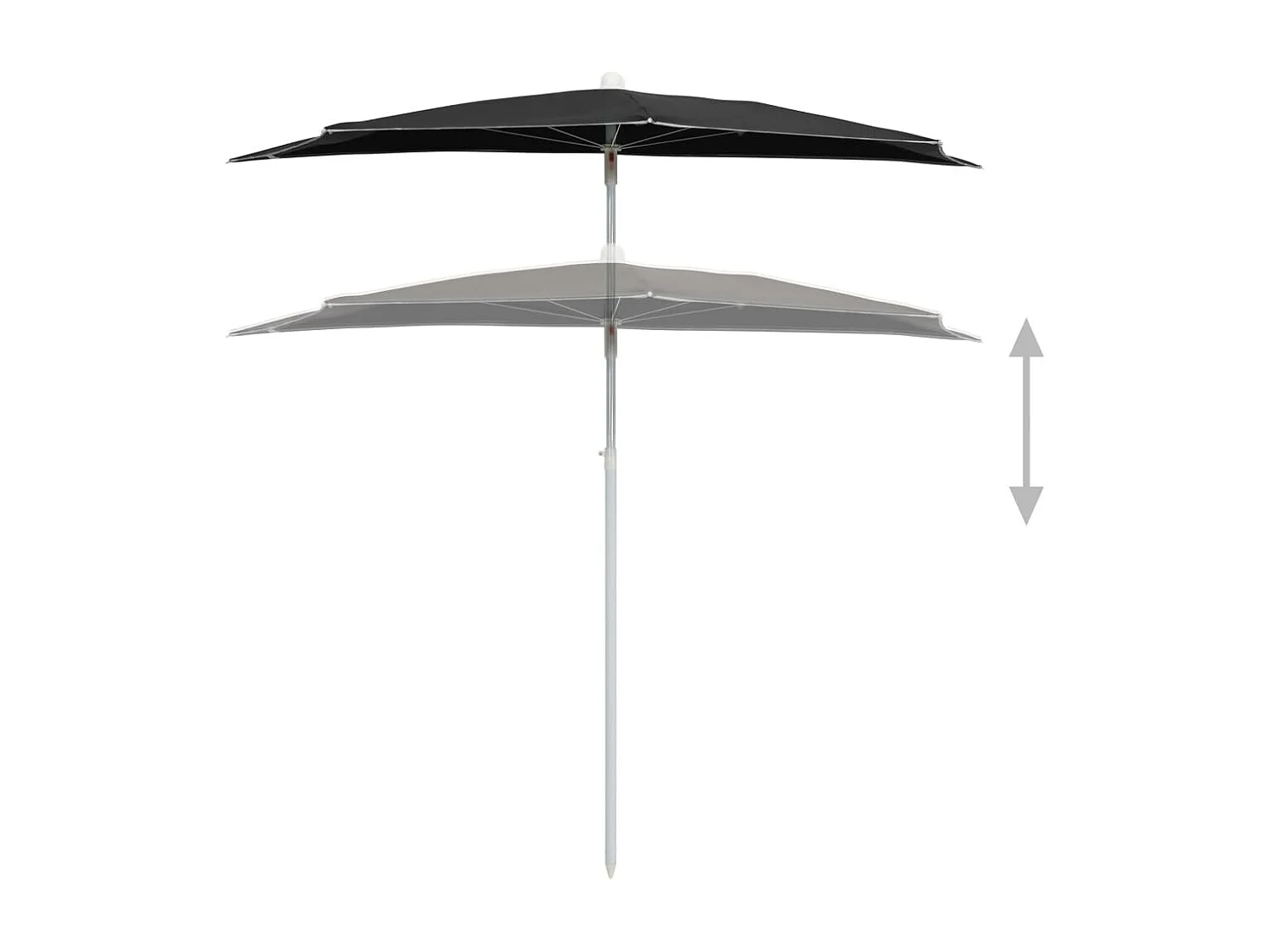 Demi-parasol de jardin avec mât 180x90 Noir