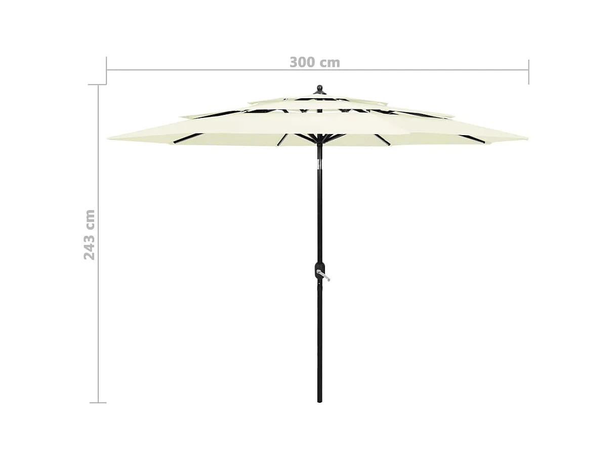 Parasol à 3 niveaux avec mât en aluminium Sable 3 m