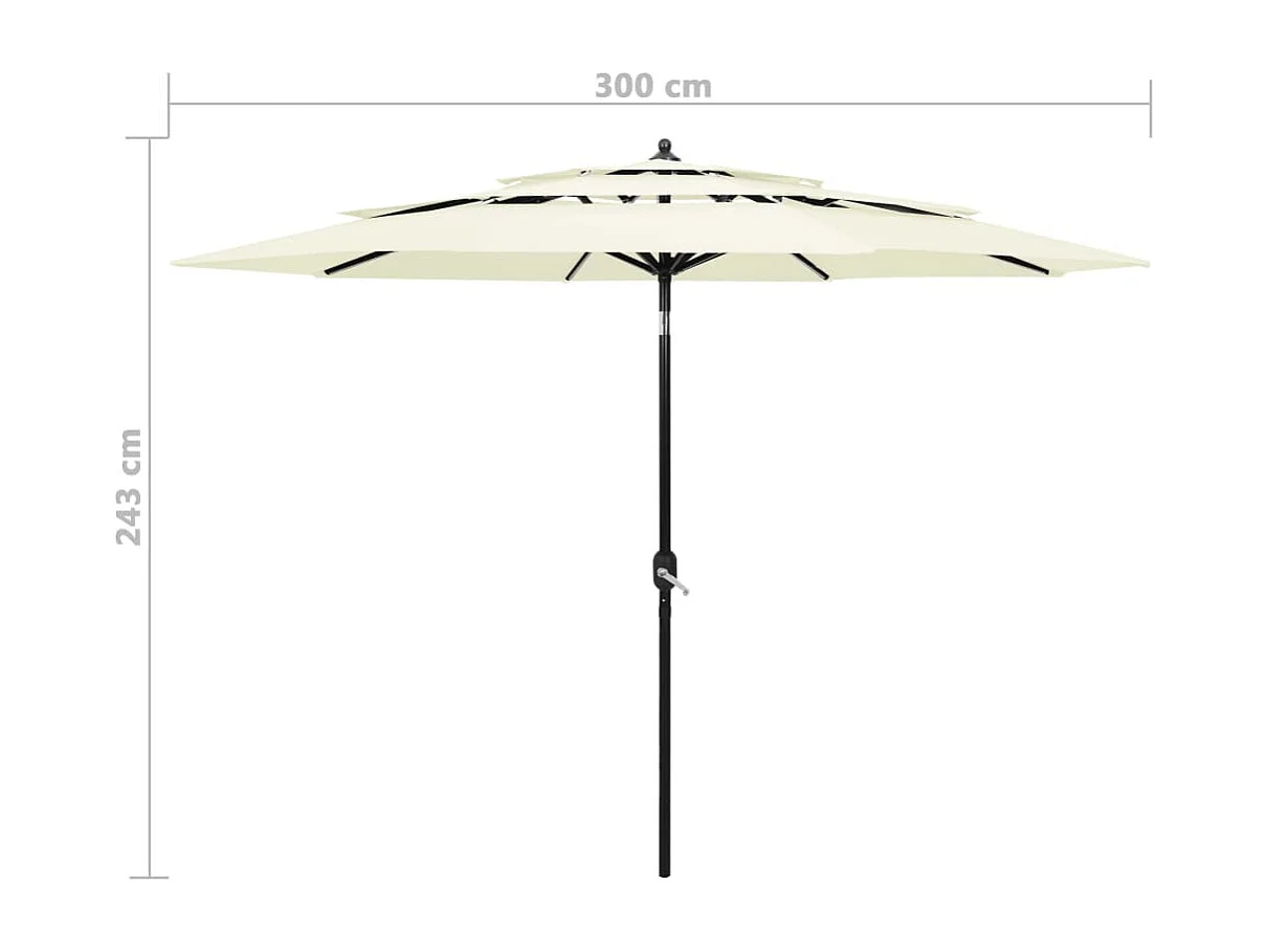 Parasol à 3 niveaux avec mât en aluminium Sable 3 m