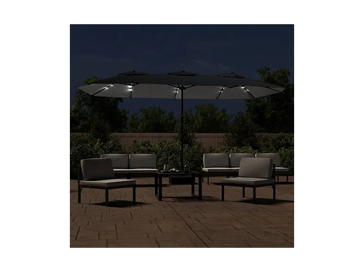 Parasol à double tête avec LED noir 449x245