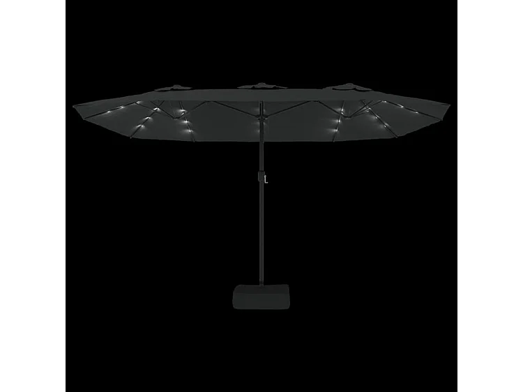 Parasol à double tête avec LED noir 449x245