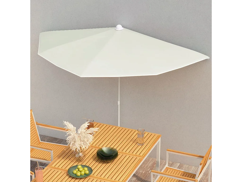Demi-parasol de jardin avec mât 180x90 Sable