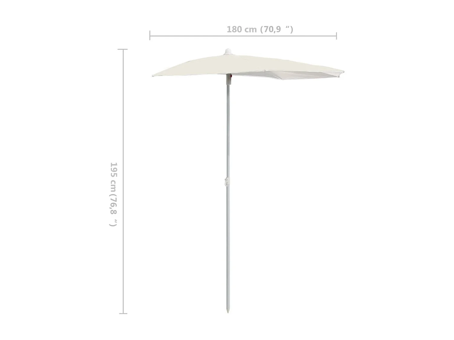 Demi-parasol de jardin avec mât 180x90 Sable