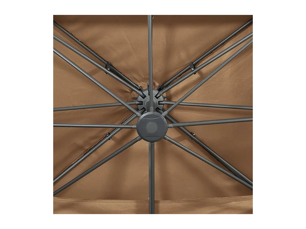 Parasol déporté à double toit Taupe 400x300