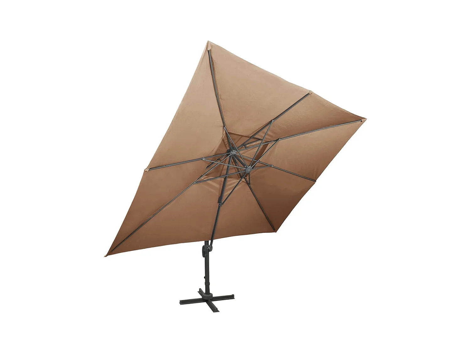 Parasol déporté à double toit Taupe 400x300