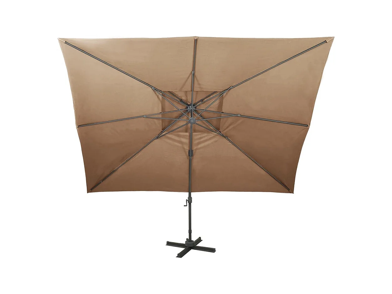 Parasol déporté à double toit Taupe 400x300