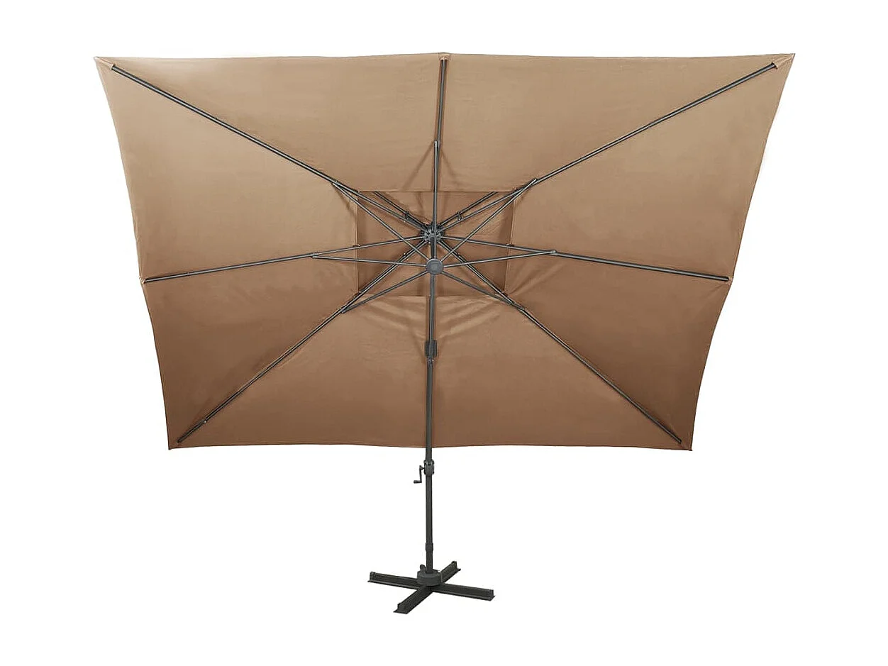 Parasol déporté à double toit Taupe 400x300