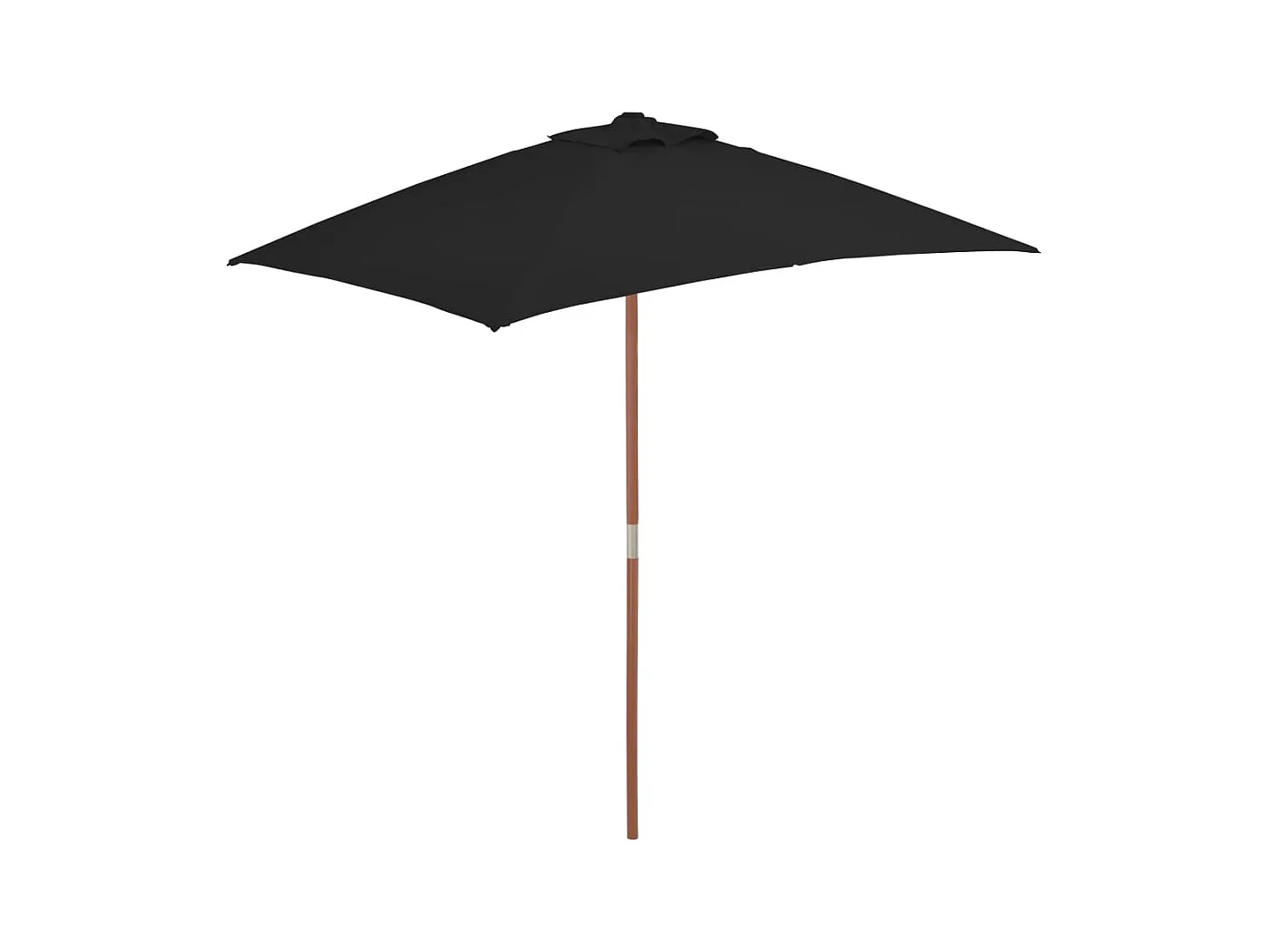 Parasol d'extérieur avec mât en bois Noir 150x200