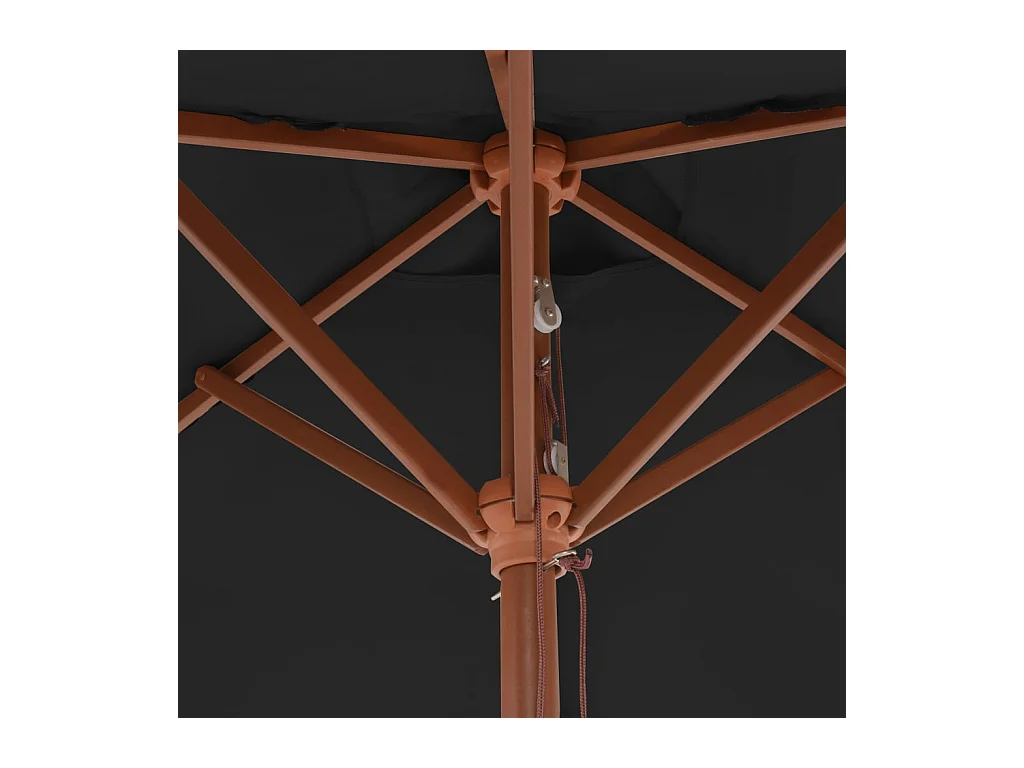Parasol d'extérieur avec mât en bois Noir 150x200