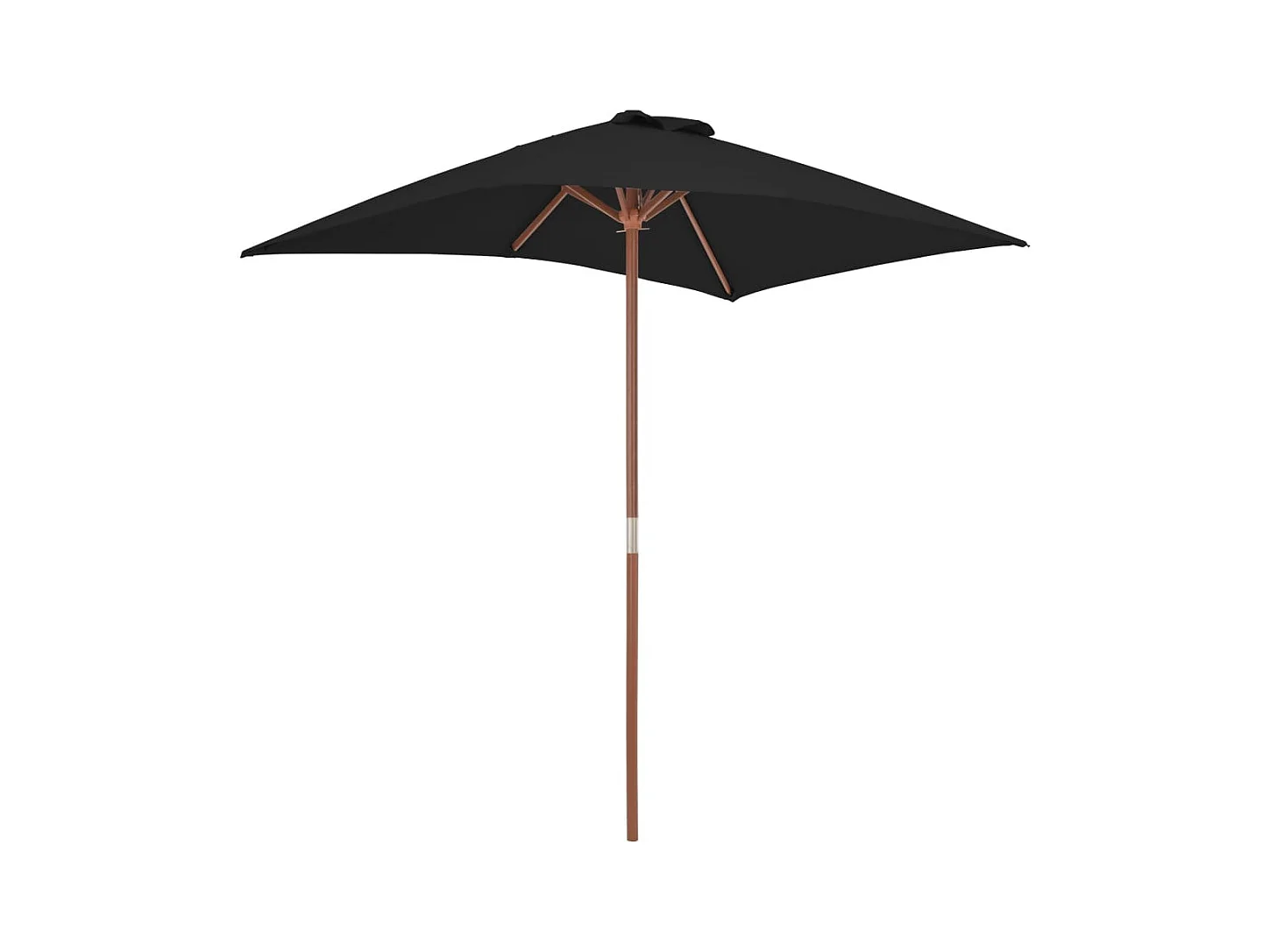 Parasol d'extérieur avec mât en bois Noir 150x200