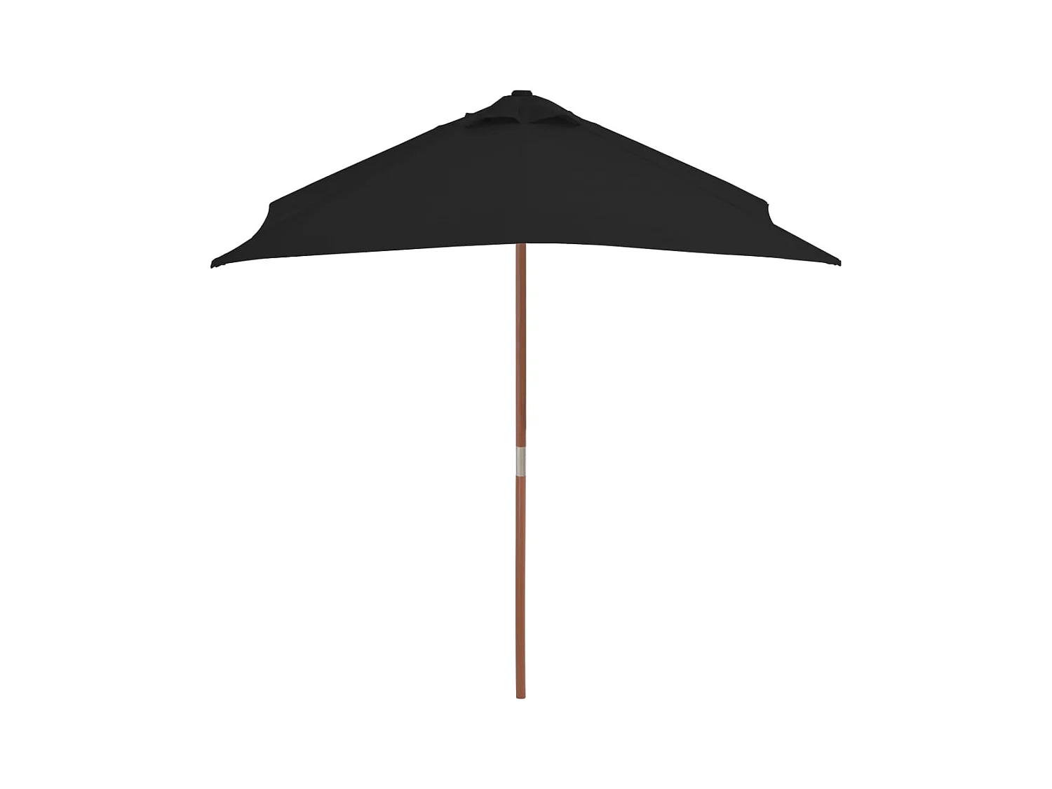 Parasol d'extérieur avec mât en bois Noir 150x200
