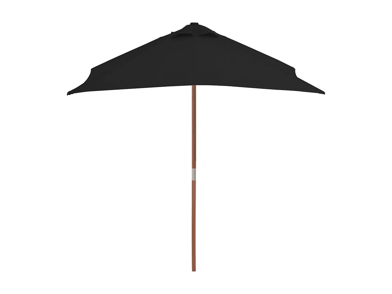 Parasol d'extérieur avec mât en bois Noir 150x200